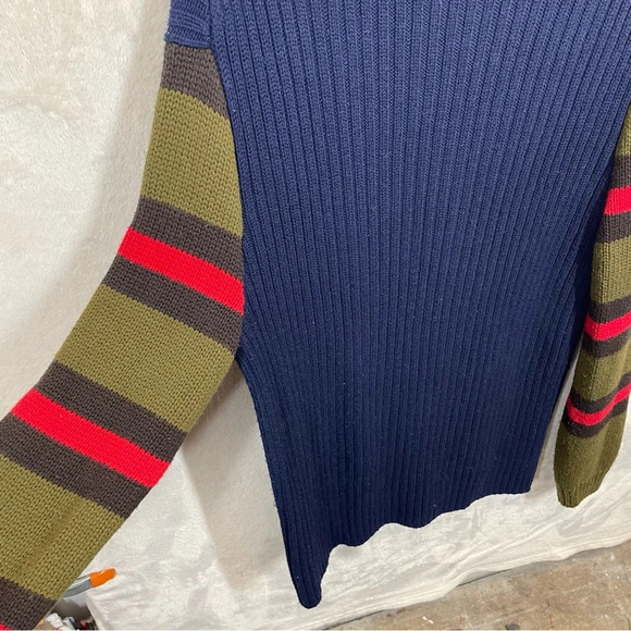 Perry Ellis Mens Merino Wool Blend Cable Knit Sweater pullover large striped - Picture 3 of 8